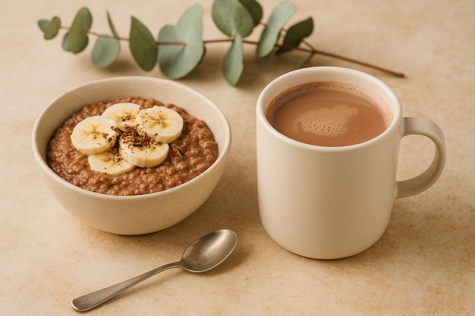 Heißer Kakao und Kakao-Porridge